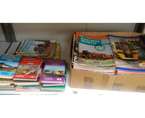 A shelf of railway books and magazines