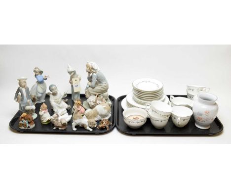 A selection of four Lladro figures of children, tallest 22cms high; together with other ceramic figures, including: a Lladro 