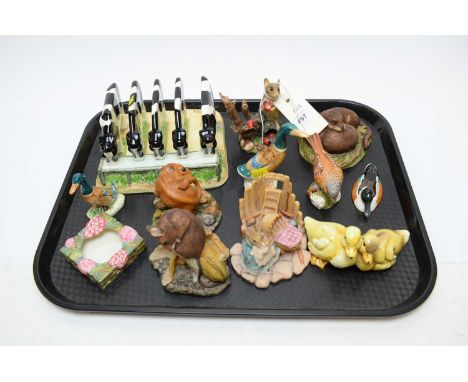 Border Fine Arts 'James Herriot's Country Kitchen Five Calves Toast Rack', 17cms wide; along with a collection of animal figu