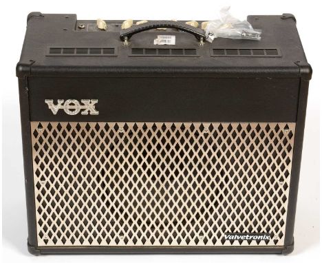 A Vox VT50 guitar Amplifier, with single 12" speaker, gain, volume, treble, middle, bass, reverb and master controls, effects