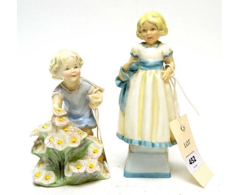 A Royal Worcester figure of 'Monday's Child is Fair of Face'; together with a Royal Worcester figure of 'May', modelled by F.