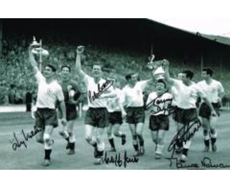 Tottenham 1961 Winners Signed By Marchi, Baker, Jones, Dyson, Smith,  Norman And Allen 12 X 8 Inch Photo Good condition All s