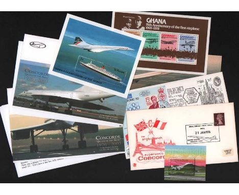 Concorde Memorabilia Collection. Nice little collection consisting of St Vincent Concorde and QE2 stamp miniature sheet, 2006