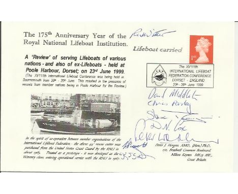 Rare RNLI cover comm 175th ann. 1999 cover carried by the Poole Lifeboat and signed by the Coxswain and seven crew members  G