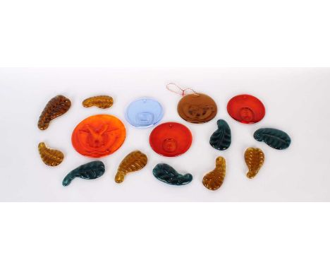 Collection of Scandinavian Glass Suncatchers All circa 1960s, including two "Noah's Ark" (giraffes and elephants) by Michael 