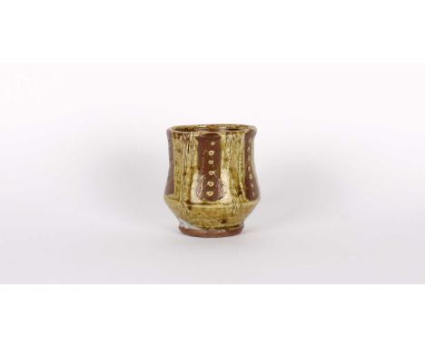 Mike Dodd (British 1943-) Stoneware Yunomi Circa 2009, porphyry ash glaze with broken slip, impressed mark to base.10.2cm hig