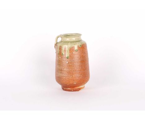 Phil Rogers (British 1951-2020) Stoneware Vessel with Handle Wood fired with ash glaze, impressed mark to foot.19cm highPriva