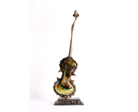 Yves Lohé (French 1947-) "Mezzo Violin" Sculpture Modelled in patinated bronze and pate-de-verre, impressed Lohe signature to