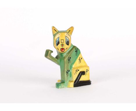 Louis Wain (British 1860-1939) for Max Emanuel & Company Rare "Lucky Futurist Cat" Pottery Figure/Spill Vase Circa 1914, deco