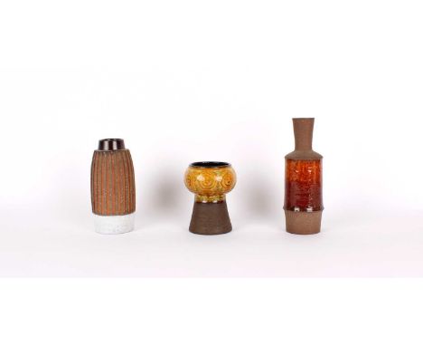 Earthenware Vase by Inger Persson (Swedish 1936-2021) for Rörstrand Studio With Two Further Earthenware Vases The vase by Ing
