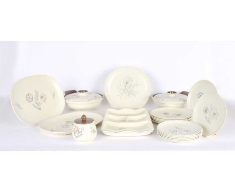 Poole Pottery, England Collection of "Trudiana" Table Wares Circa 1957, from the "Freeform" period, comprising two serving tu