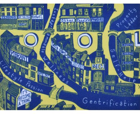 Sir Grayson Perry O.B.E., R.A. (British 1960-) "Gentrification Cloth" Textile created for charity 'Shelter' to support people