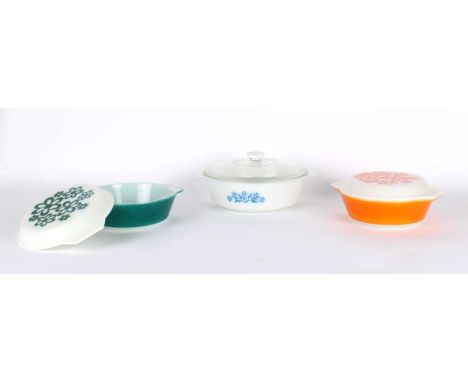 James A. Jobling & Co. Ltd. (JAJ) Set of Two "Daisy 2001" Pyrex Casserole Dishes with Covers & a "Fire King" Dish with Cover 