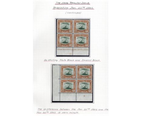 Zanzibar. 1936-52 set mint study on leaves, beautifully written up. Original set mint, and the 1942 and 1944 reprints (7s50 a