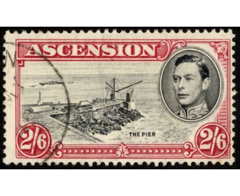 Ascension. 1938 2/6d perf 13½ used with 1945 CDS showing frame printed double, one albino. RPS Certificate (2011) observing '