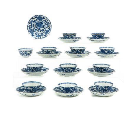 Floral decor, Kangxi Mark and Period, saucers are 11 cm. in diameter, in diverse conditions.