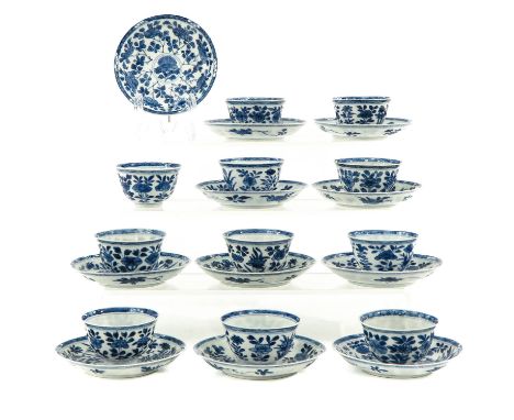 Floral decor, including Jade mark, Kangxi Period, saucers are 10 cm. in diameter, in diverse conditions.
