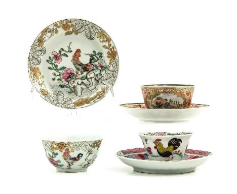 Including 3 cups and 3 saucers, in a variety of decors, saucers are 11 cm. in diameter, in diverse conditions.