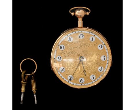 With repetition, driven dial, set with enamel cartouches, 55 mm. in diameter.