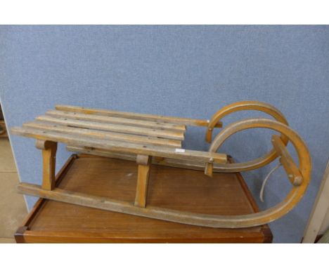A vintage wooden sledge
