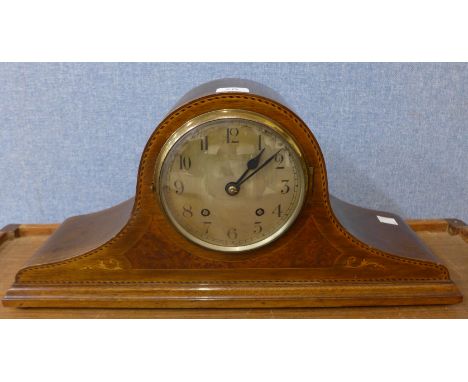 An inlaid mahogany mantel clock 