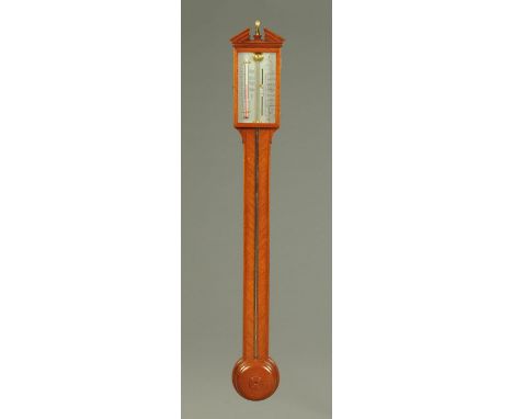 A Thomas Mason mahogany cased stick barometer, reproduction.