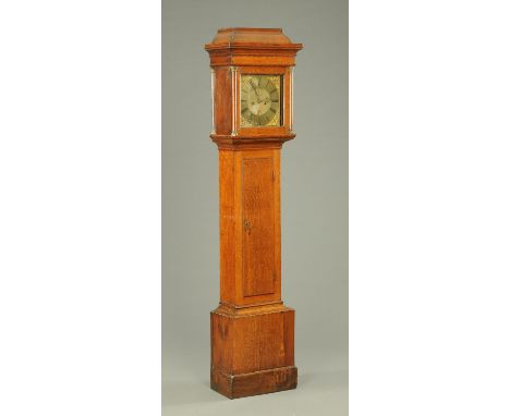 A George III oak longcase clock, by William Abbott Sarson, with two-train striking movement and date aperture, dial width 28 