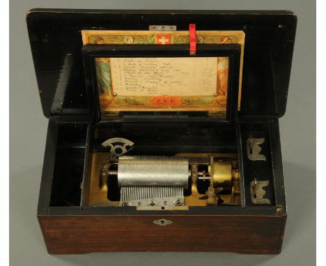 A 19th century Swiss musical box by Baillard & Co. Ste. Croix, playing twelve airs.  10 cm cylinder, case width 34.5 cm.    C
