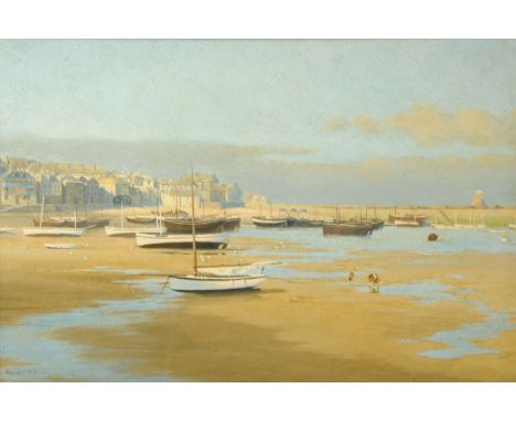 Edward M. Elliott, "Low Tide", signed, oil on panel.  30.5 cm x 45.5 cm (see illustration). 
