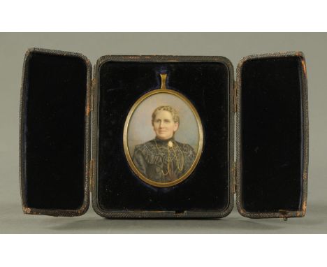 Attributed to W. Hill Thomson of Edinburgh, a portrait miniature on ivory of an elderly lady of substance, unsigned but inscr