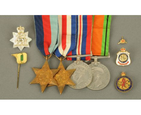A World War Two medal group, to "Sergeant A.E. Woolgar, Oxford & Bucks Light Infantry", none of the medals marked, the box on