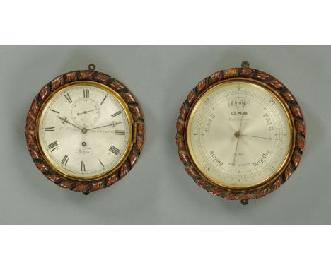 A 19th century ships clock by C.C. Webb, 1 Royal Exchange, London, with silvered dial and single fusee movement housed in an 