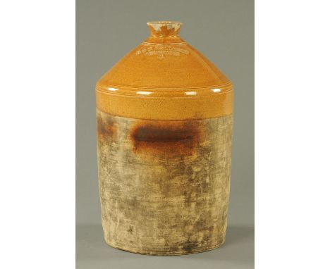 A single R. & H. Jefferson of Whitehaven earthenware flask, maker Tyson, Whitehaven.  Height 46 cm. 