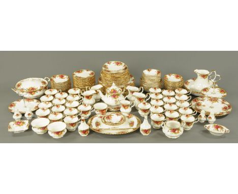 A Royal Albert Old Country Rose tea and dinner service, 11 26.5 cm plates, 10 20.5 cm plates, 9 18 cm plates, 25 15.5 cm plat