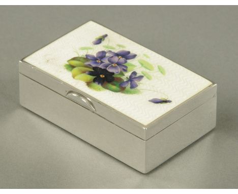 A Continental silver and enamel trinket box, import marks for Steinhart & Co, Birmingham 1903, of rectangular form, the lid g
