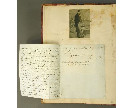 One volume bearing label "John Ponsonby Coldstream Guards", including letter to Lord Carlile from Prince Albert, Buckingham P