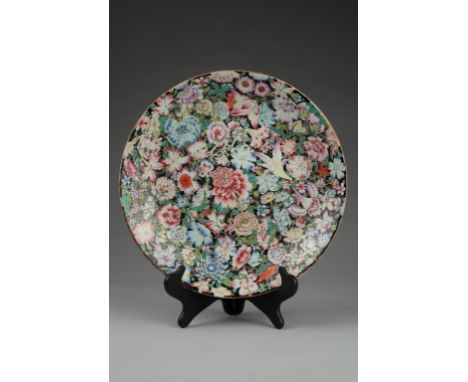 Age: mark and period Guangxu (1875-1908),    Description: the large plate very well enamel painted with a profuse arrangement