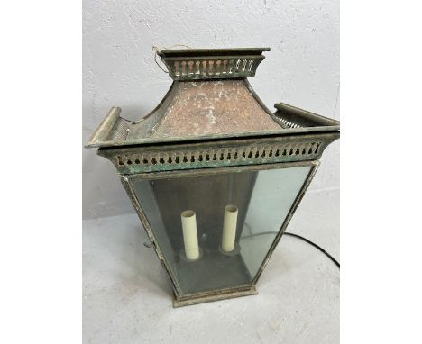 Modern Victorian style metal porch wall light with 2 faux candle holders approximately 35 x 23 x 45cm
