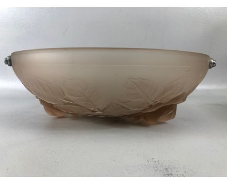Vintage lighting,1930/40s pendant glass shade of rose pink glass embossed with Roses approximately 35cm across  