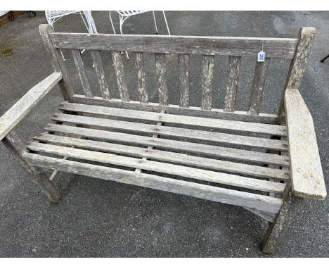 Garden wooden slatted bench approx 128cm wide