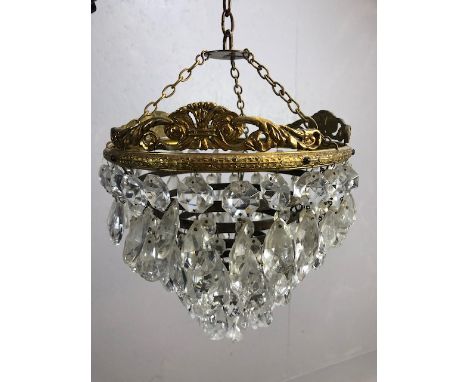 Vintage lighting, 20th century five gallery drop chandelier suspended from chains approximately 26cm across 