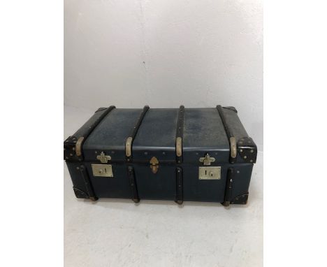 Vintage wooden bound travel trunk