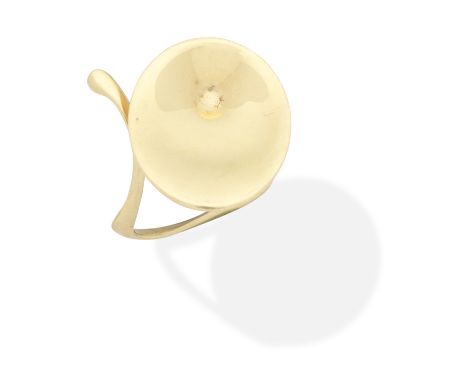 VIVIANNA TORUN FOR GEORG JENSEN: RINGThe abstract oval plaque with an open, twisted hoop, signed Torun and Georg Jensen, make
