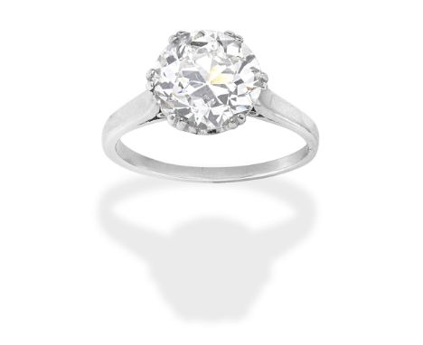 DIAMOND SINGLE-STONE RINGSet with an old brilliant-cut diamond, weighing 2.85 carats, ring size approx. KFor further informat