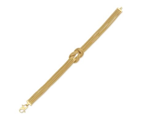 BRACELETComposed of four rows of foxtail-link chains, with a central knot motif, length 18.2cmFootnotes:Please note this lot 