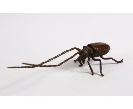 A JAPANESE BRONZE FIGURE OF AN INSECT, 13cm