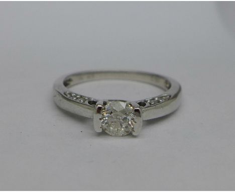 An 18ct white gold and diamond solitaire ring, diamond weight 0.5ct, total weight 2.5g, size K