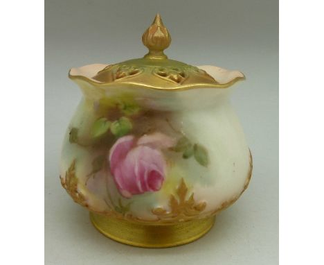 A Royal Worcester pot pourri, a/f, chip to rim