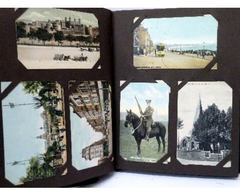 An album of approximately 260 early 20th Century postcards including actors/actresses, hunting, topographical, etc.