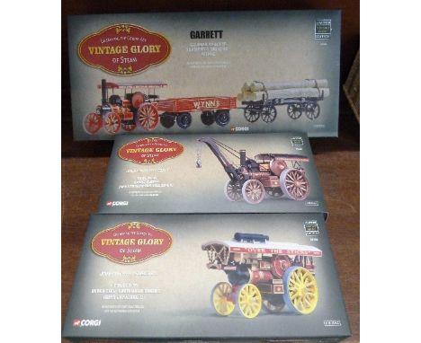 Three Vintage Glory of Steam Corgi model showman vehicles, 80103, 80108 and 80305
